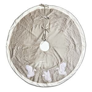 Brand New Mackenzie-Childs Holiday Swans Velvet Tree Skirt
